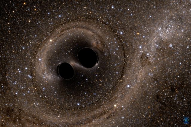 Two Black Holes Colliding gravitational waves