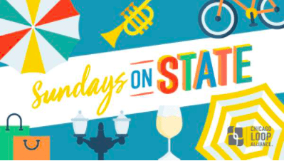 Official colorful logo with the words "Sundays on State"