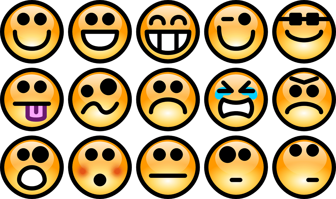 collection of various emoticon images of faces all with different dramatic expressions